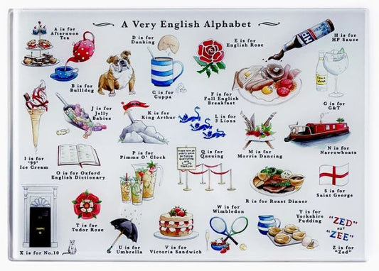Glass Cutting Board - English Alphabet