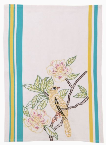 Tea Towel - Embroidered Yellow Bird