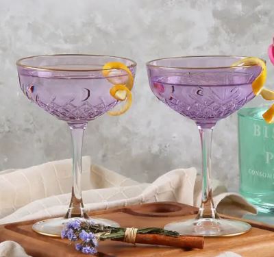 Crystal Champagne/Cocktail Glasses - Lilac