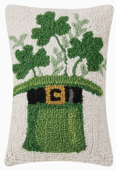 Leprechan Hat and Shamrock Throw Pillow