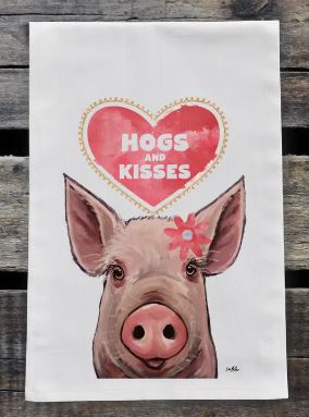 Hogs & Kisses Tea Towel