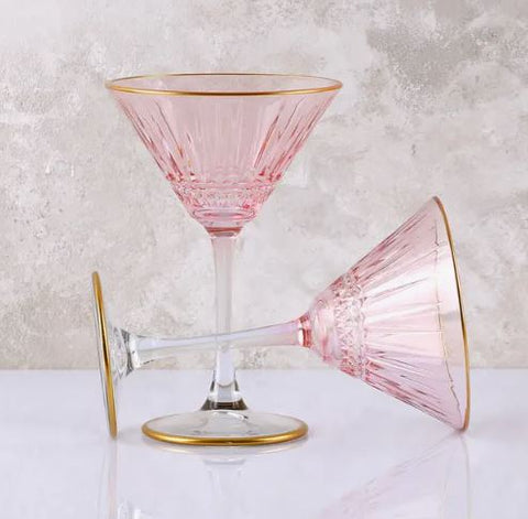 Crystal Martini Glasses - Pink